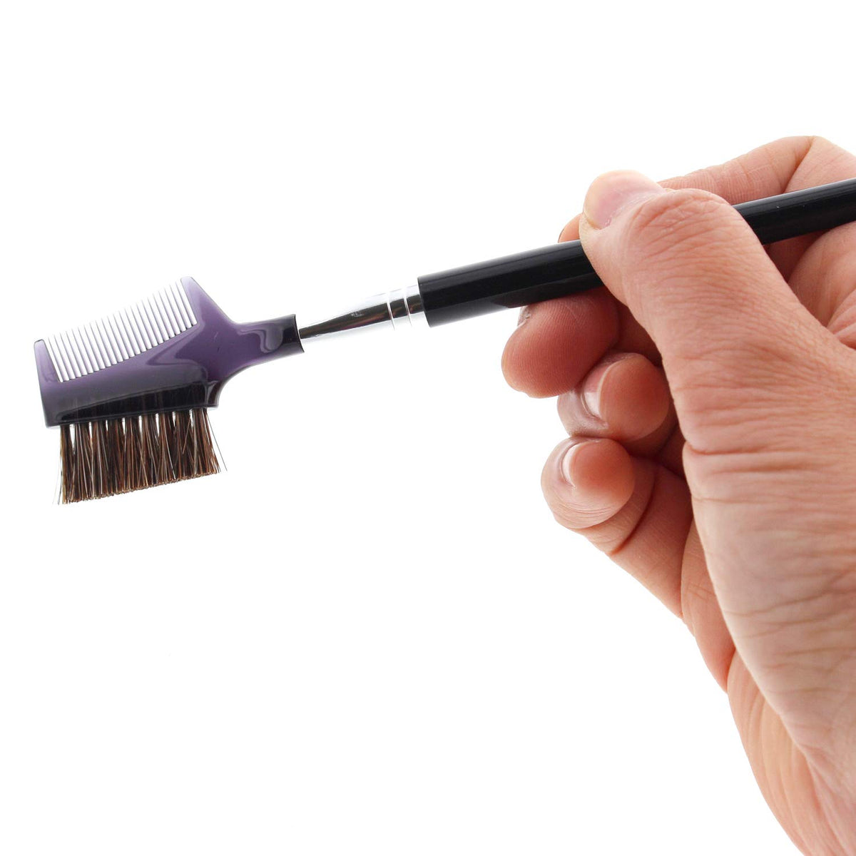 Shishida Seishindo MK-574 Horsehair Brush and Comb, Double-Sided Makeup Brush for Detangling, Made in Japan