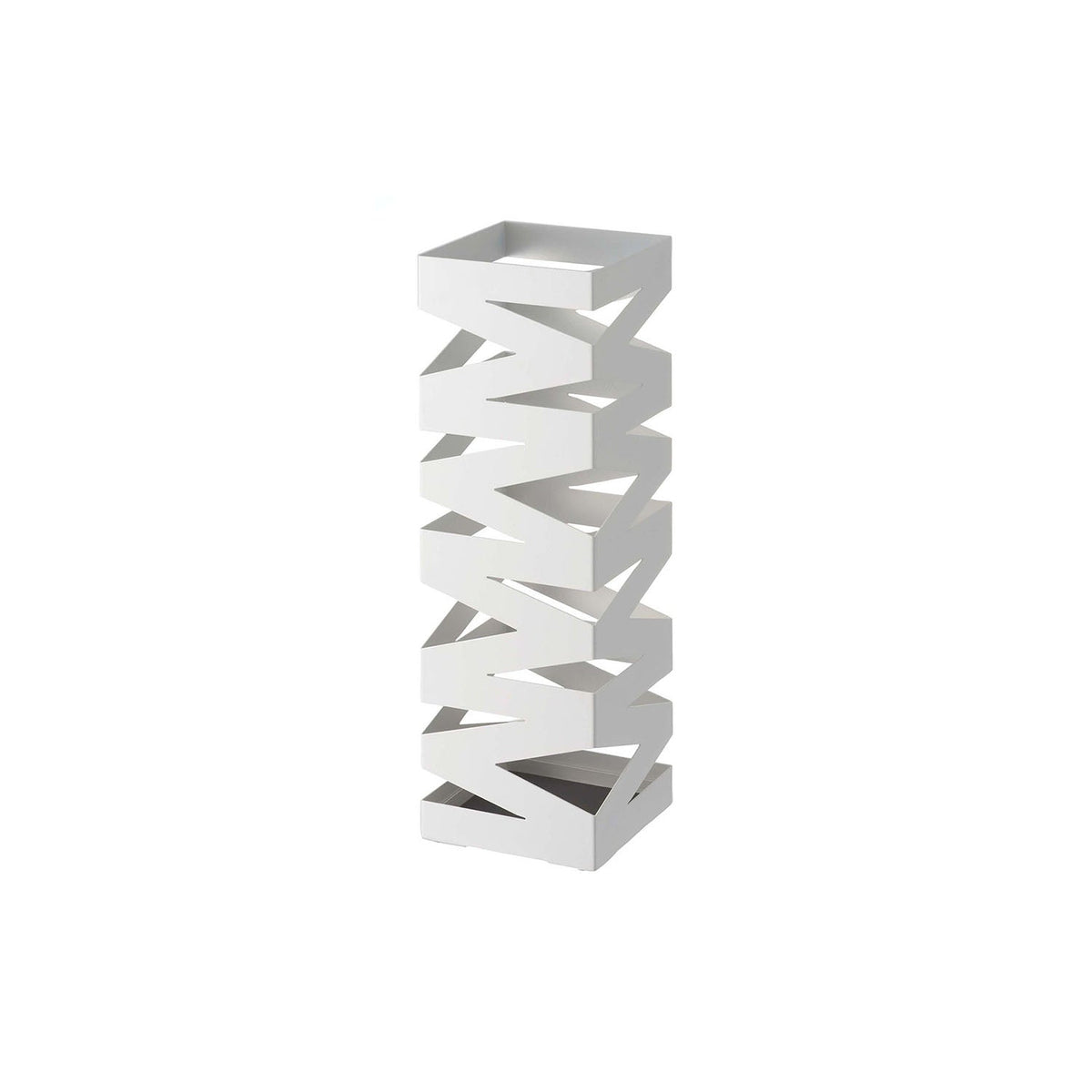 Yamazaki Lock Zig-Zag Corner Umbrella Stand for Six Umbrellas, Compact Criss-Cross Steel Corner Stand for Six Umbrellas with a Removable Mat, 15.3 x 15.3 x 48.5 cm and 2400 g, White or Black