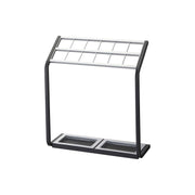 Yamazaki Umbrella Stand US-MV II, Slim 17 cm Deep Umbrella Stand With Dividers That Keep Up to 12 Umbrellas From Touching, Removable Mat Lifts Out for Easy Care, 45 cm Wide, 45 x 17 x 50 cm and 2200 g, Black