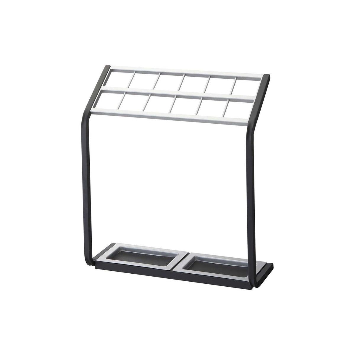 Yamazaki Umbrella Stand US-MV II, Slim 17 cm Deep Umbrella Stand With Dividers That Keep Up to 12 Umbrellas From Touching, Removable Mat Lifts Out for Easy Care, 45 cm Wide, 45 x 17 x 50 cm and 2200 g, Black