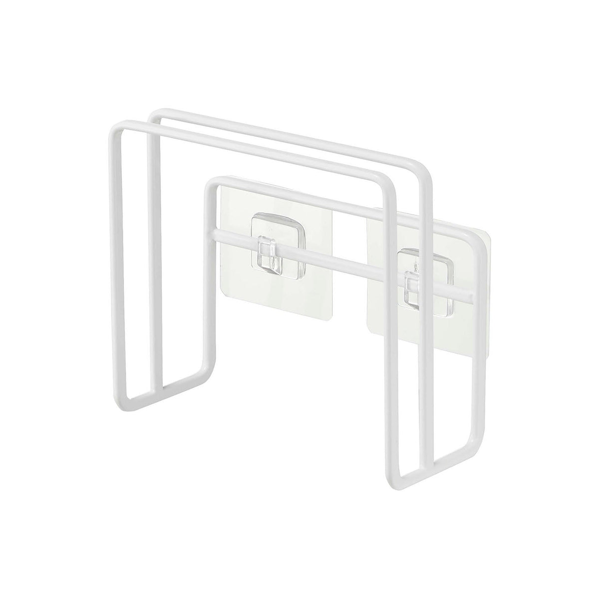 Yamazaki Tower Film-Hook Cutting Board Holder, Holder on Two Film Hooks That Floats Two Cutting Boards of 1.5 and 2.5 cm Thickness on the Kitchen Wall So They Dry Without Slime, Holds 2 kg, 12 x 5.7 x 12 cm and 140 g, White or Black