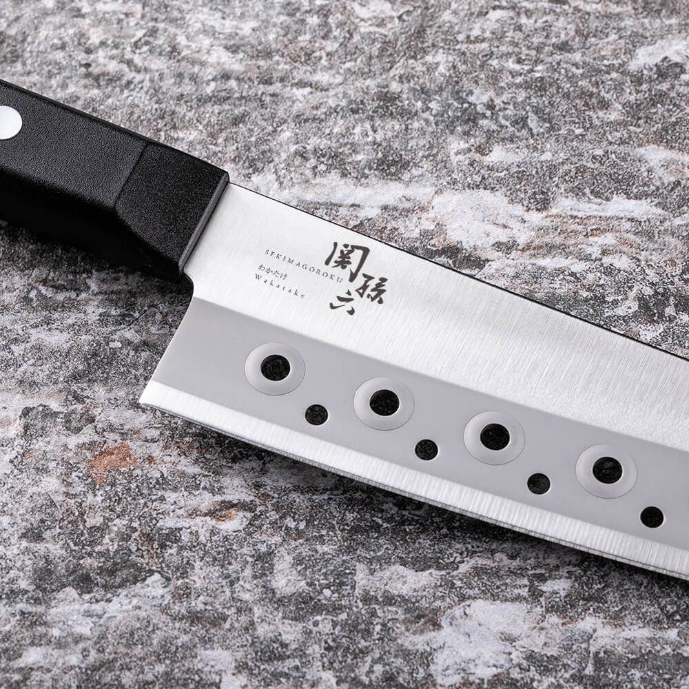 KAI Seki Magoroku Wakatake Santoku Knife with Holes 165mm, Seki Magoroku Wakatake Santoku Knife with Holes 165mm 48 x 293 x 17 mm, 107 g, Made in Japan, 4.8 x 29.3 x 1.7 cm and 107 g, Standard