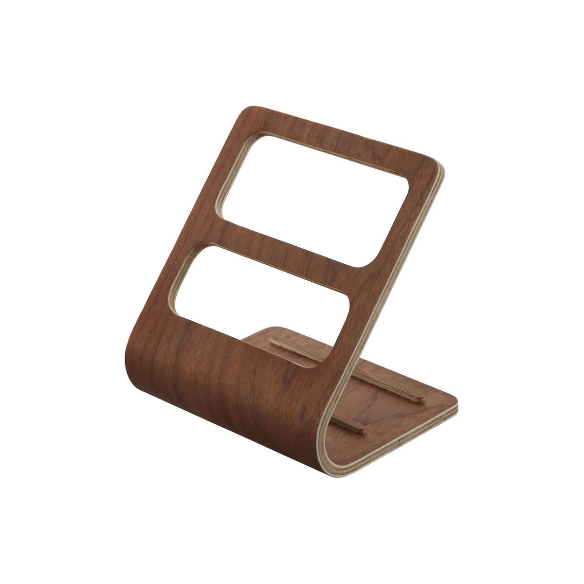 Yamazaki Rin Wooden Remote Control Rack, Curved Natural Wood Rack that Stands Long Remote Controls Steadily and Props a Phone, 15 x 12 x 15.5 cm and 150 g, Brown or Natural