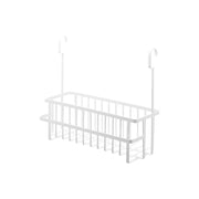 Yamazaki Tower Hanging Bathroom Basket, Wide, Wide Wire Basket that Hooks Over a Bathroom Bar for Bottles and Cleaning Tools, with Three Hooks, 40.5 x 16.5 x 37 cm and 1300 g, White