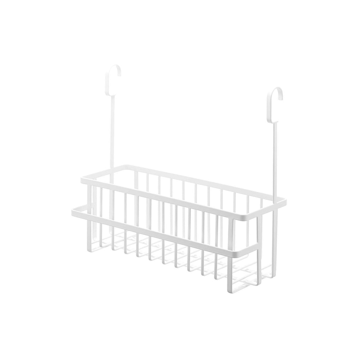 Yamazaki Tower Hanging Bathroom Basket, Wide, Wide Wire Basket that Hooks Over a Bathroom Bar for Bottles and Cleaning Tools, with Three Hooks, 40.5 x 16.5 x 37 cm and 1300 g, White