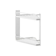 Yamazaki Tower Magnetic Bathroom Corner Rack, Two Tiers, Magnetic Two-Tier Corner Rack for Bathrooms with Slatted Shelves that Drain, Four Hooks Included, 22.5 x 22.5 x 34 cm and 1300 g, White or Black