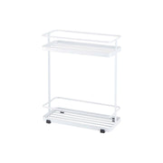 Yamazaki Tower Wide Dispenser Stand with Hooks, Upright Two-Tier Steel Stand for Pump Bottles and Bath Items with Hooks, Holds 3 kg per Shelf, 28 x 12 x 33.5 cm and 1200 g, White or Black