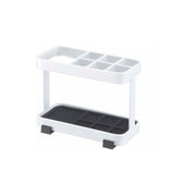 Yamazaki Tower Toothbrush Stand for 6 Brushes, Stand That Holds 6 Toothbrushes and a Toothpaste Tube, Dividers Keep the Brushes Apart and the Silicone Mat Lifts Out to Wash, 11 x 5 x 8 cm and 230 g, White or Black