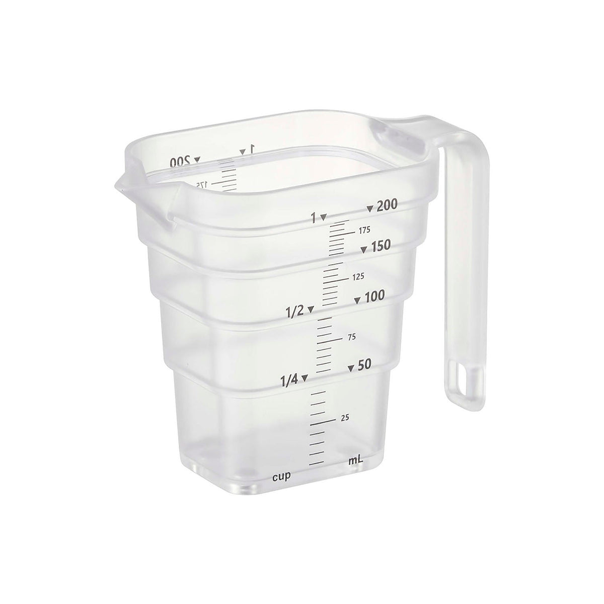 Yamazaki Tower Magnetic Stepped Measuring Cup 200 mL, Small Stepped Measuring Cup With a Built-In Magnet That Floats on a Steel Wall, Steps Every 50 mL With 10 mL Marks Readable From Above, 250 mL, Dishwasher Safe, 12 x 6.8 x 9 cm and 65 g, White or Black