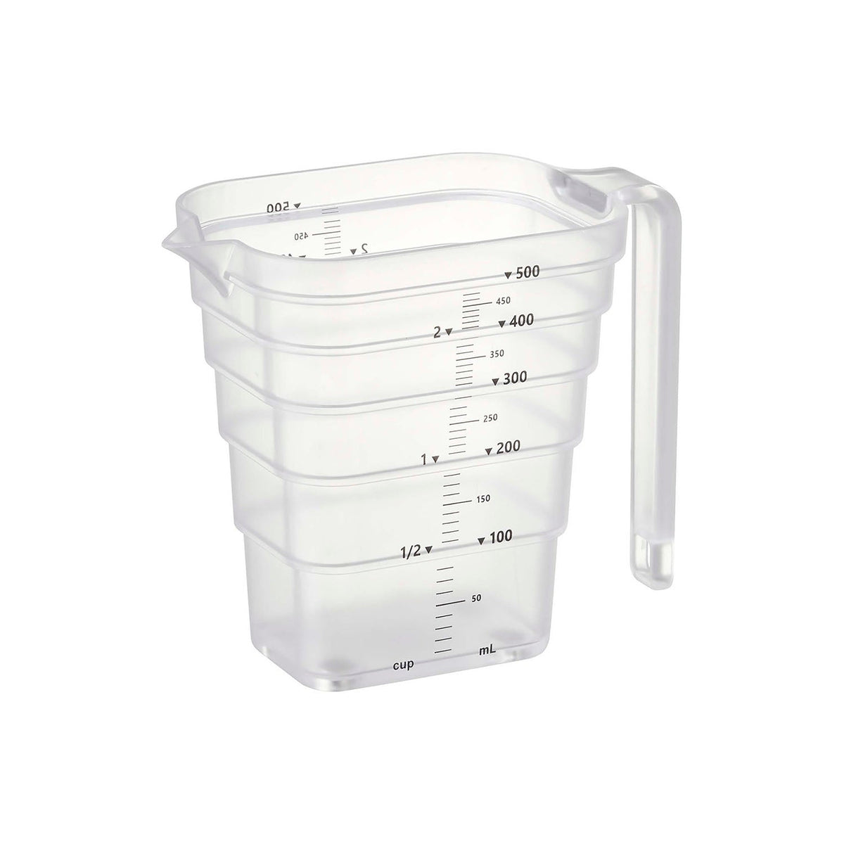 Yamazaki Tower Magnetic Stepped Measuring Cup 500 mL, Stepped Measuring Cup With a Built-In Magnet That Floats on a Steel Wall, Steps Every 100 mL With 10 mL Marks Readable From Above, 570 mL, Dishwasher Safe, 15 x 8.6 x 11.8 cm and 110 g, White or Black