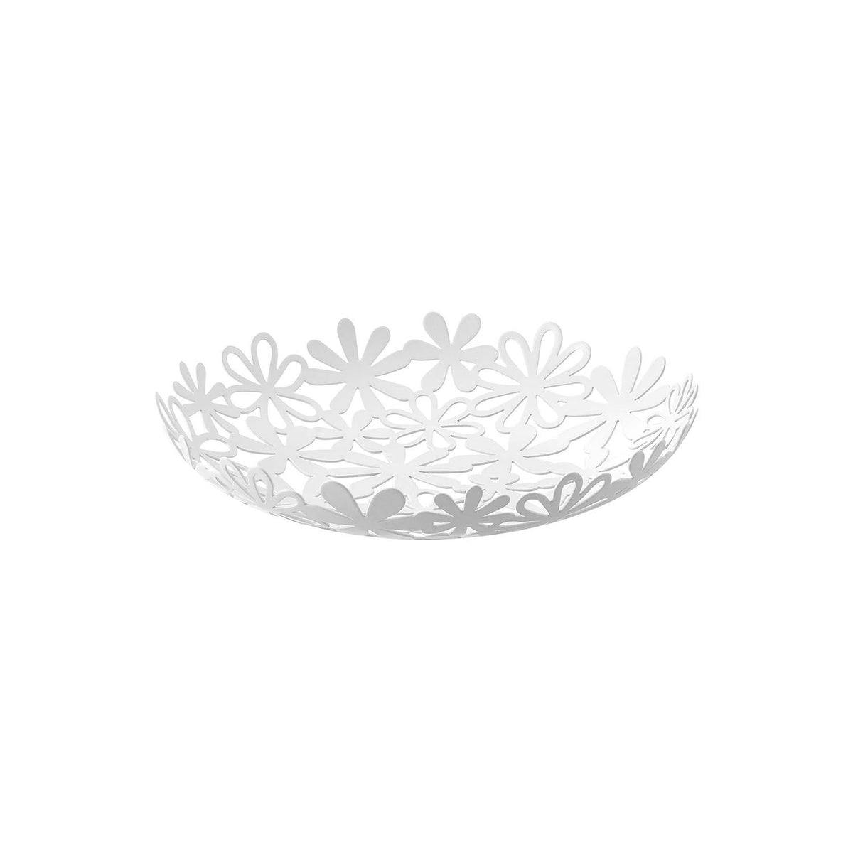 Yamazaki Flower Basket, Flower-Shaped Steel Basket That Dresses Up Sweets and Small Items on the Table, 25 cm Across, Cushions Included, 25 x 25 x 5 cm and 300 g, White