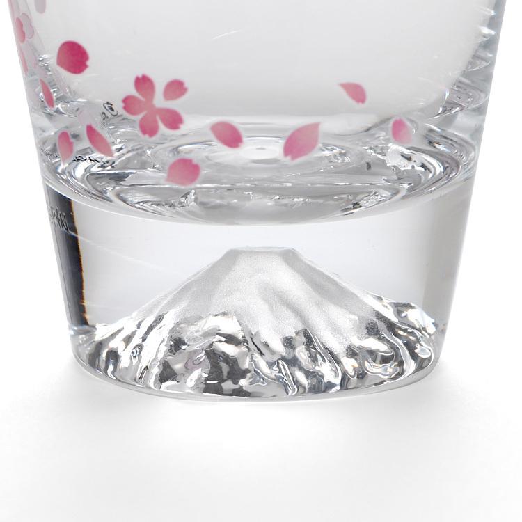 Marumo Takagi Color-Changing Sakura Mt. Fuji Rock Glass 270 ml In Wooden Box