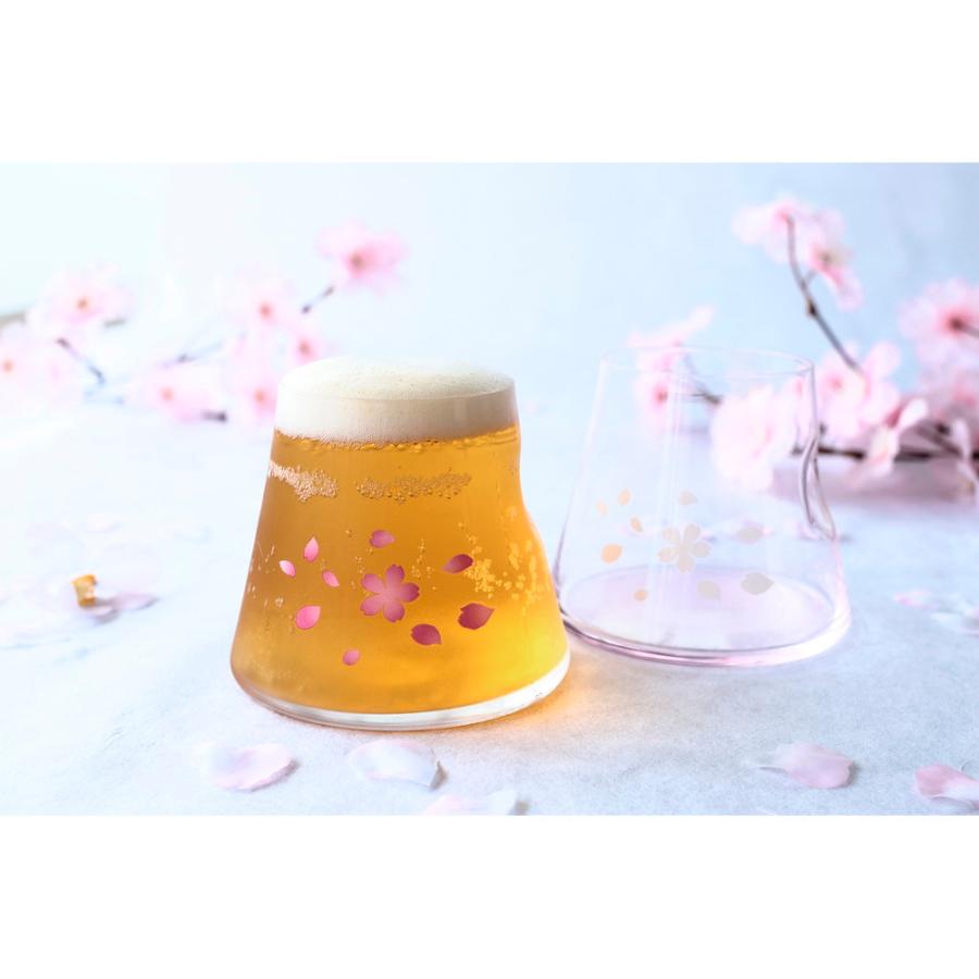 Marumo Takagi Color-Changing Sakura Mt. Fuji Hoei Beer Glass 280 ml In Wooden Box
