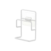Yamazaki Tower Film-Hook Double Sponge Holder, Two-Tier Sponge Holder on a Film Hook That Separates a Dish Sponge From a Cleaning Sponge, Sticks Where You Want on Tile or Steel, Holds 500 g, 7.3 x 6 x 13 cm and 90 g, White