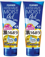 Feather HiShave Moist Gel Shaving Gel 230 g x 2 Tubes, Clear Gel with Triple Hyaluronic Acid and Coenzyme Q10 Moisture Capsules, Made in Japan