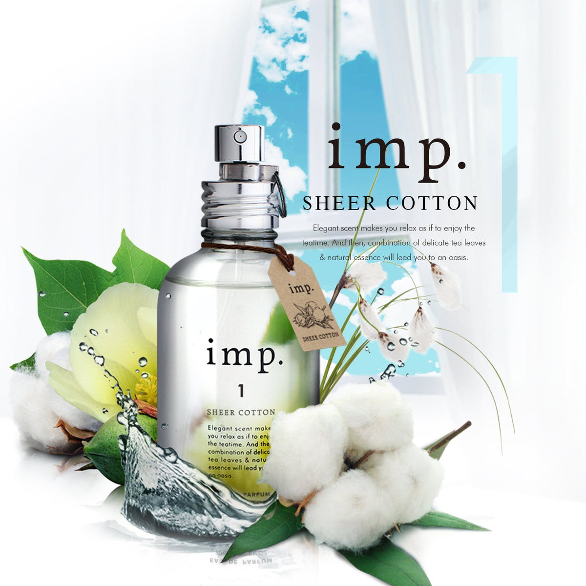 imp. 1 Sheer Cotton Eau de Parfum, Citrus Floral Woody Fragrance with Natural Essential Oils, Spray, 70 mL