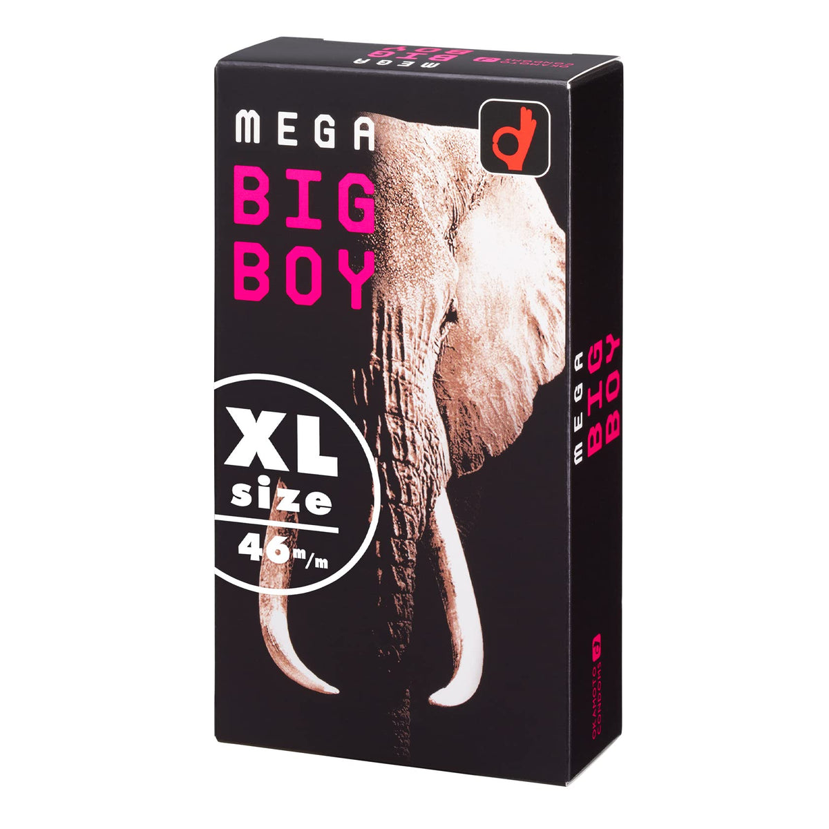 Okamoto Mega Big Boy Condoms, 12 Extra-Large Black Natural Rubber Latex Condoms, 46 mm Maximum Diameter