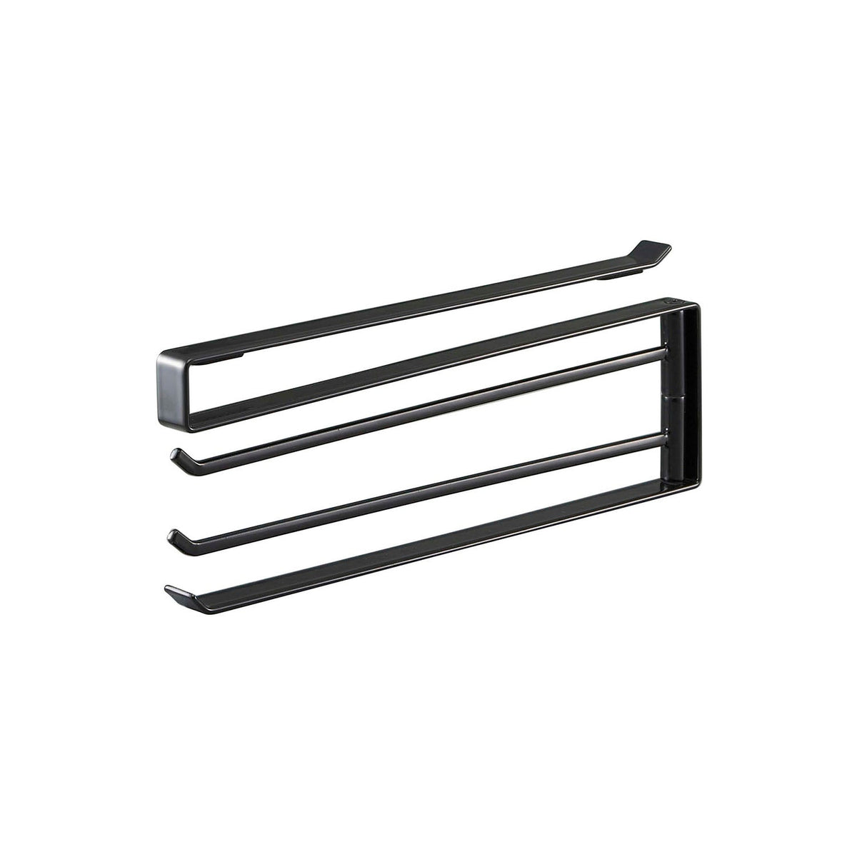 Yamazaki Tower Under-Cabinet Dishcloth Hanger, Slim Rail That Slides Onto a Wall Cabinet Shelf and Hangs Three Dishcloths Under It, Bar Turns to Face Where You Want, Holds 500 g, 1.5 x 26 x 9.5 cm and 310 g, White or Black