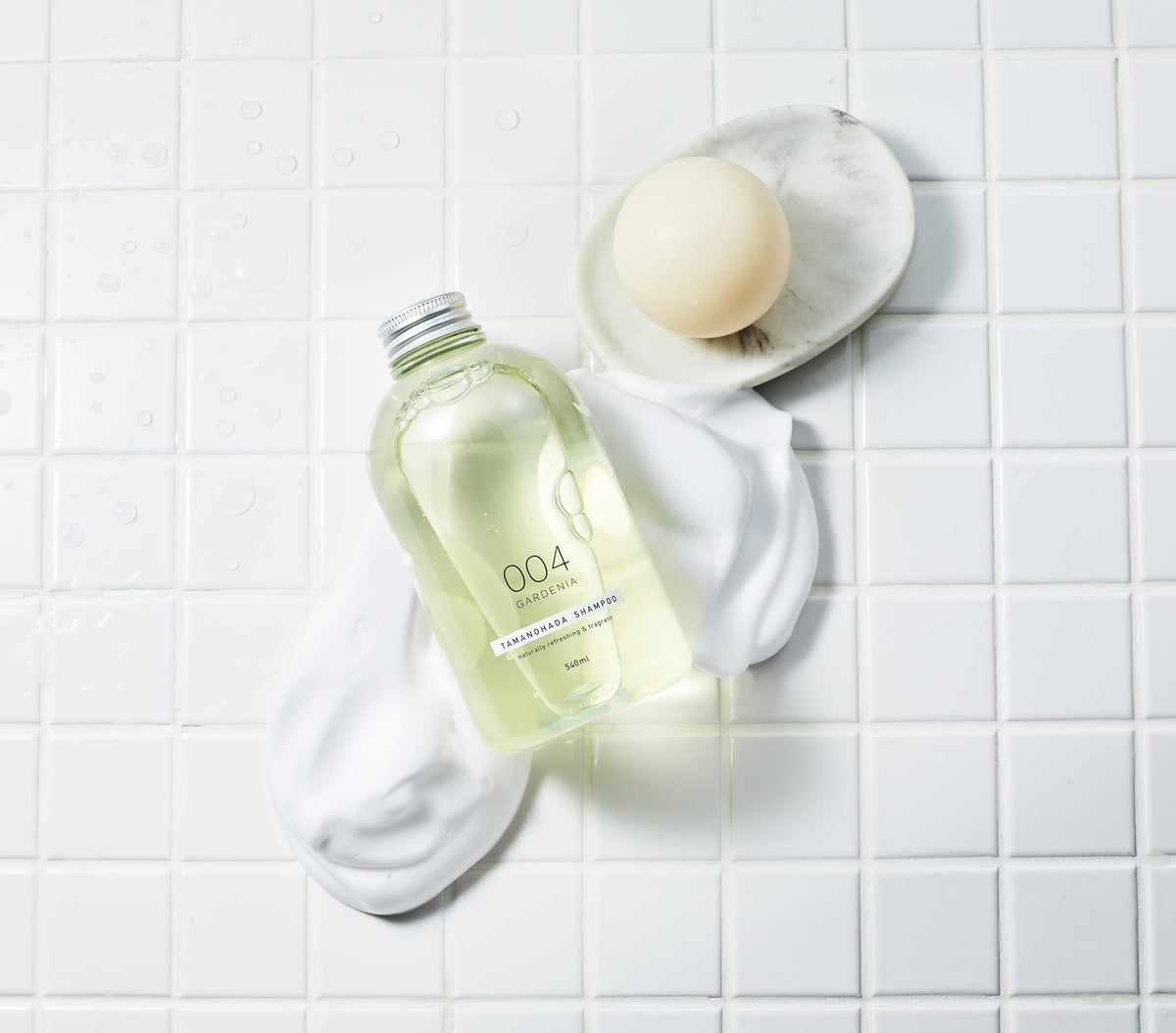Tamanohada Shampoo 004 Gardenia, Fragrant Clear-Bottle Shampoo with Polyquaternium-10, Gardenia Scent, 540 mL