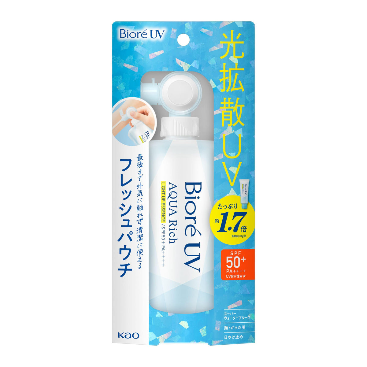 Bioré UV Aqua Rich Light Up Essence Sunscreen SPF50+ PA++++, 100g Tube / 120g Pouch / 120g Refill