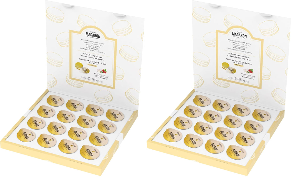 Pantene Macaron Hair Mask Rich Moist, Rinse-Off Treatment in 16 Single-Use 12 mL Sachets for Dry Damaged Hair, Apple Blossom and Red Berry Scent, Gift Box