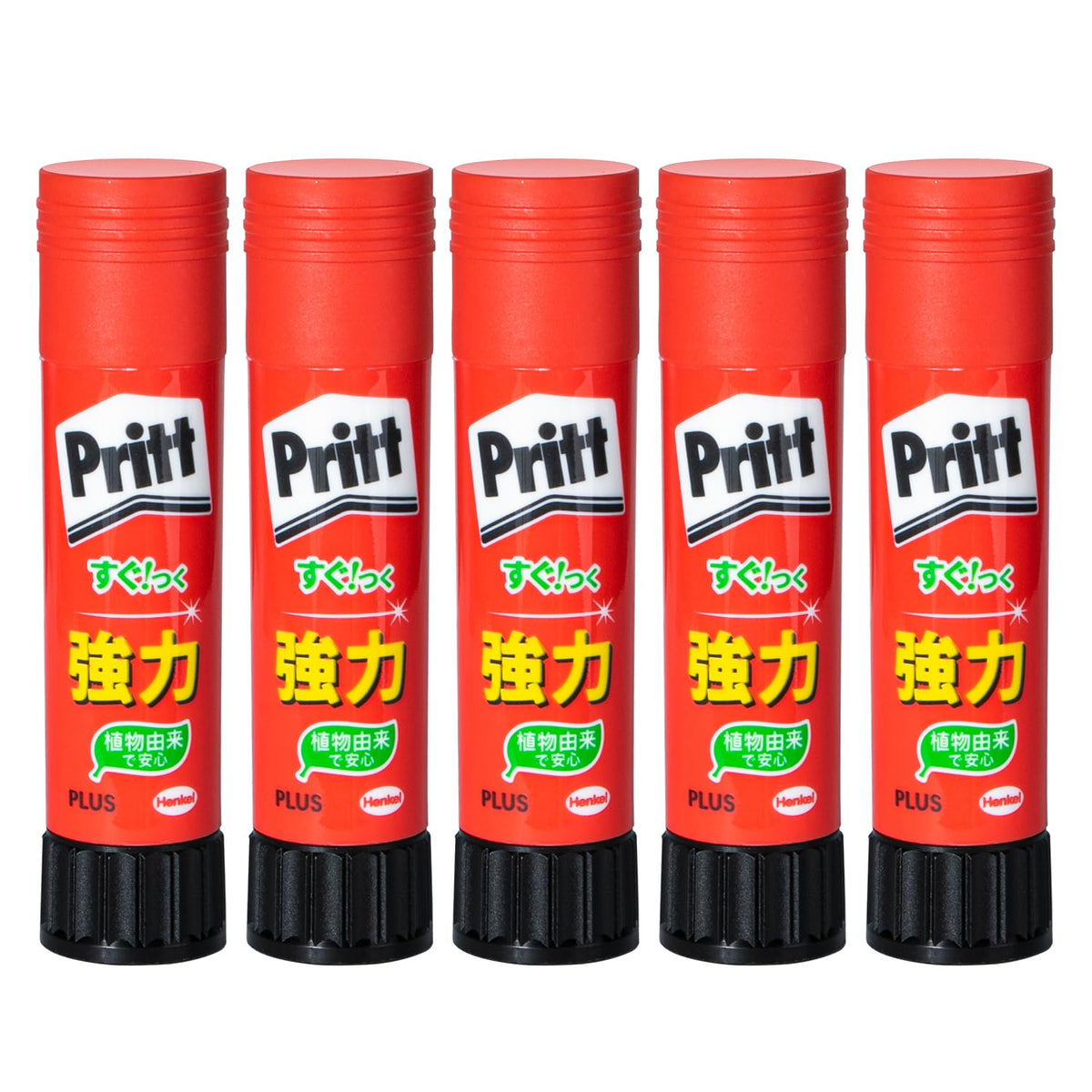 PLUS Pritt Glue Stick, Smooth, Strong or Colour (Blue) Type, Regular 10 g, Medium 20 g or Jumbo 40 g, Packs of 5 or 3, 70% Recycled Resin Body