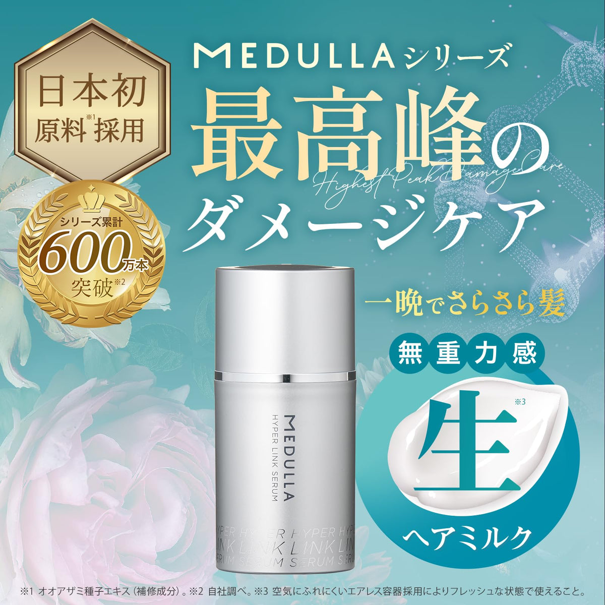 MEDULLA Hyper Link Serum Leave-In Hair Milk 55 mL, Damage Care Hair Treatment with Low-Molecular Peptide, Fruity Floral or Sweet Floral Scent