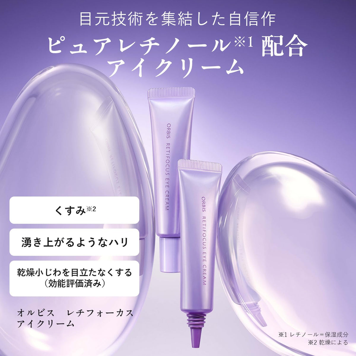 Retifocus Eye Cream, Night Eye Cream with Pure Retinol, Palmitoyl Tripeptide-5 and Hydrolyzed Collagen for Dull, Dry Eye Areas and Dry Fine Lines, Fragrance-Free, 15 g Tube