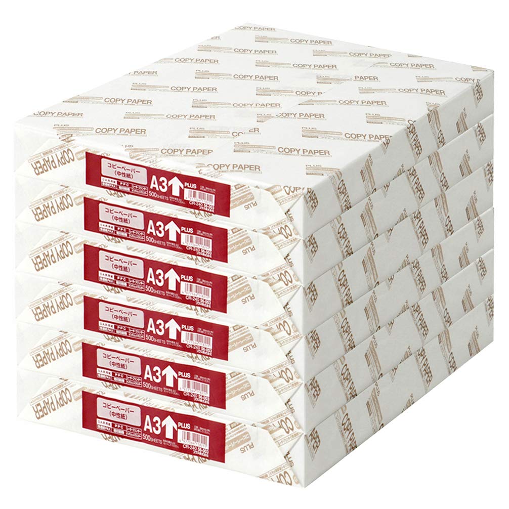 PLUS Copy Paper CR-220, 64 g/m2 Neutral Fine Paper 0.09 mm Thick, 82% Brightness, 500 Sheets per Ream, A4, A3, B4 or B5 in 1, 3, 5, 6 or 10 Reams