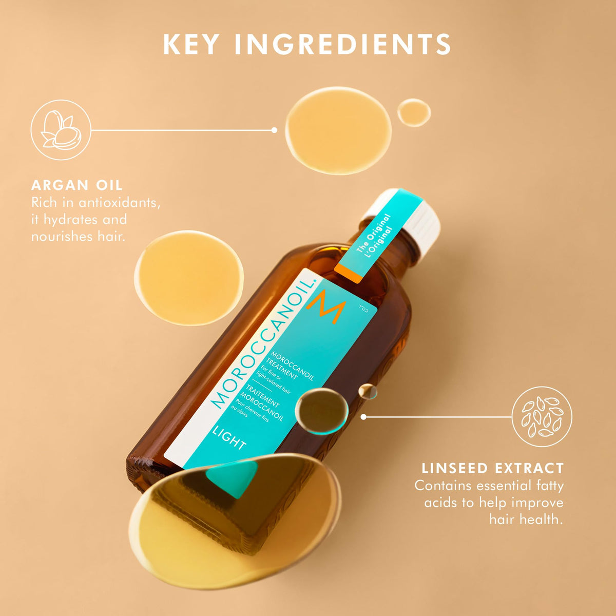 Moroccanoil Treatment Light 100 mL, Leave-In Argan Oil Hair Treatment for Fine or Light-Coloured Hair, Smooths Frizz and Boosts Shine, Amber and Musk Scent