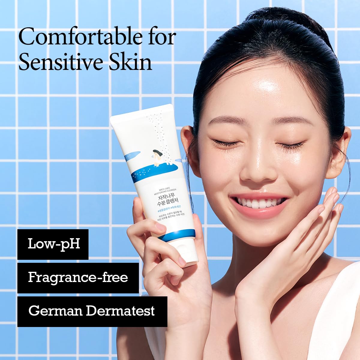 ROUND LAB Birch Juice Moisturizing Cleanser, Low-pH Gel Face Cleanser, Fragrance-Free, 150 mL