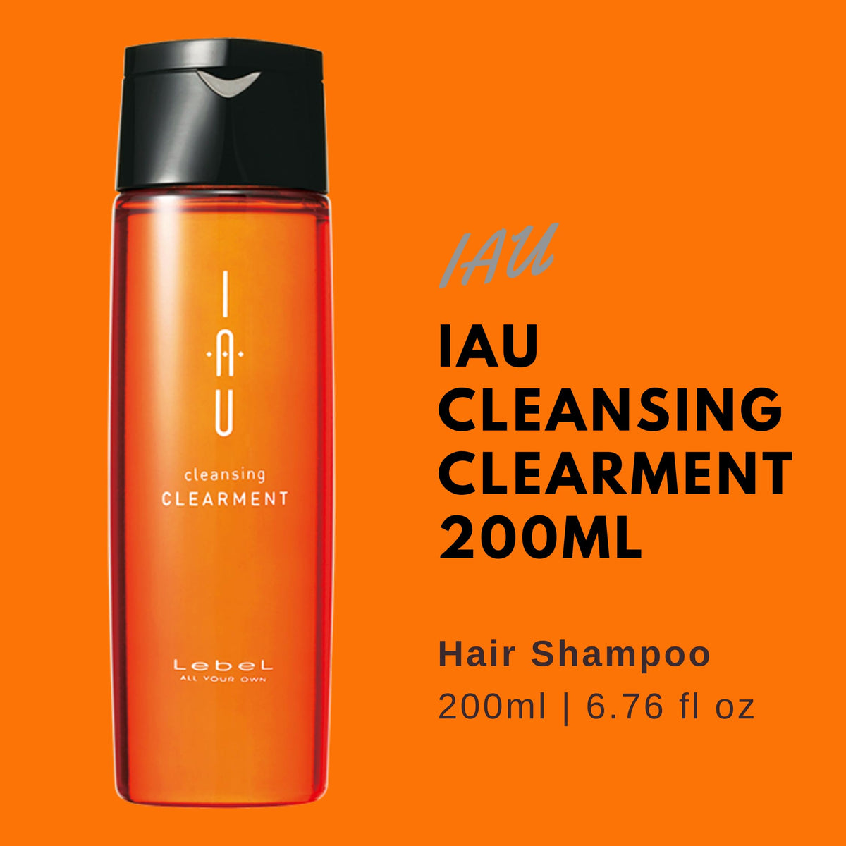 Lebel IAU Cleansing Clearment Shampoo, Scalp-Cleansing Salon Shampoo, 200 mL