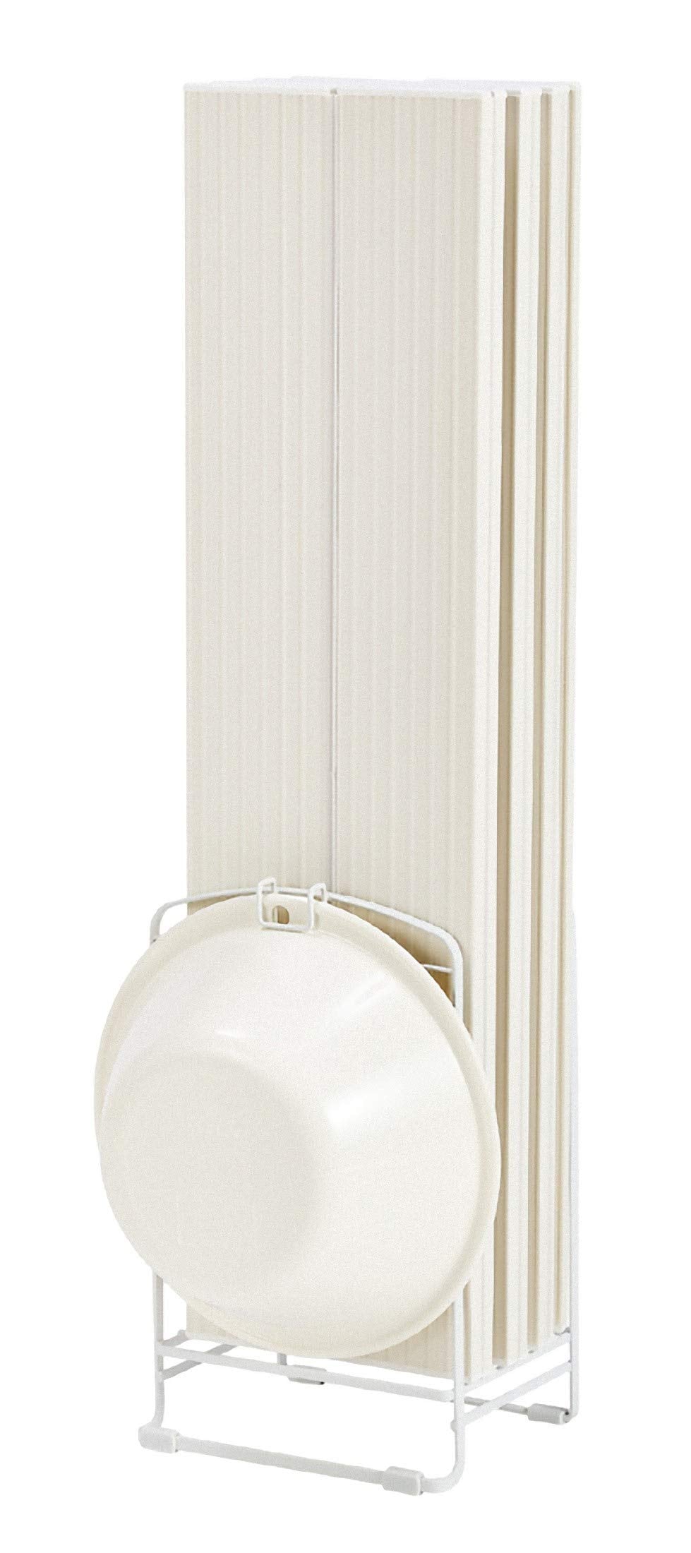 Pearl Metal Bath Lid Stand, Epoxy-Coated Iron Stand that Dries Folding Bath Lids Upright, 21 x 18.5 x 34.5 cm, Holds 5 kg, White