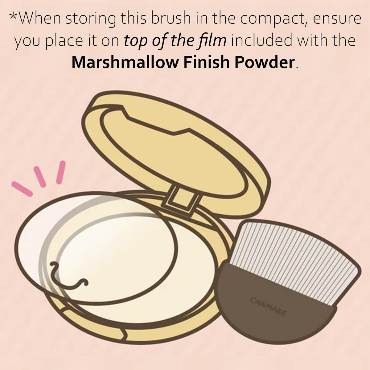 Canmake Marshmallow Finish Powder Brush, Compact Round Face Brush that Fits Inside the Powder Case for a Matte Skin Finish