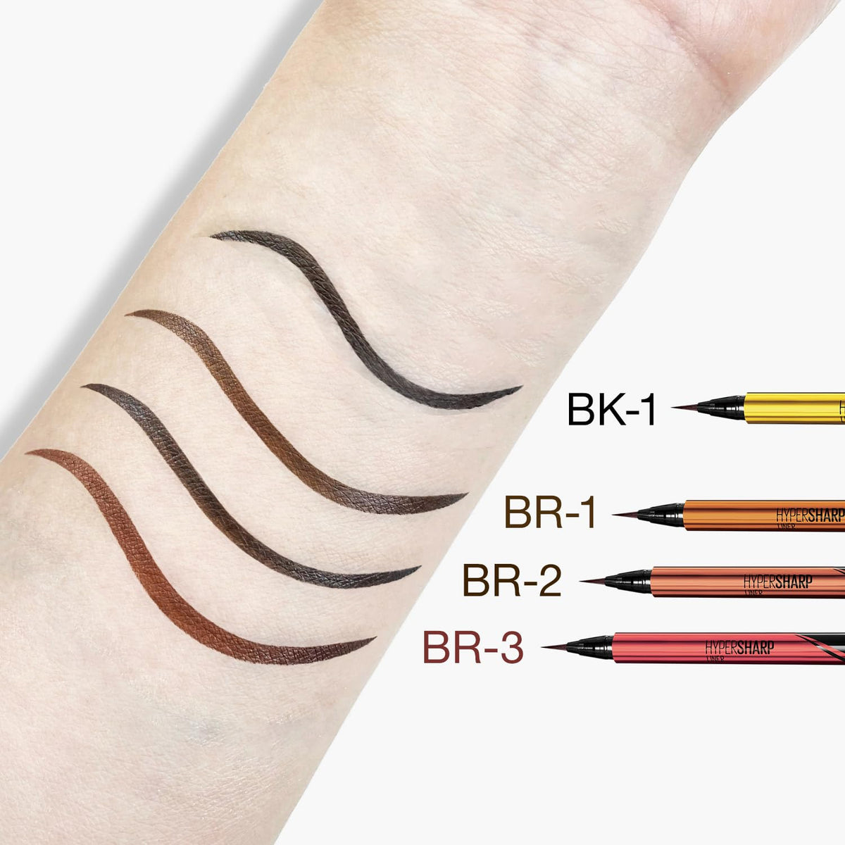 Hyper Sharp Liner R Waterproof Liquid Eyeliner, 0.01 mm Ultra-Fine Brush with Hand-Shake Absorbing Tip, 4 Shades