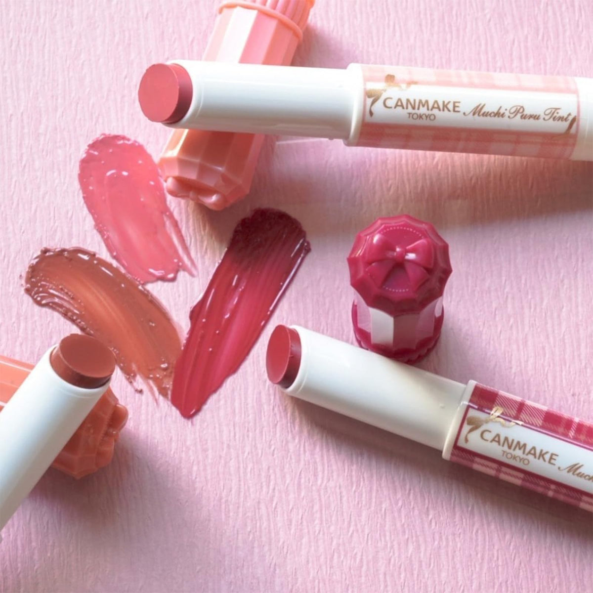 Canmake Muchi Puru Tint, Glossy Plumping-Look Lip Tint Stick with Cooling Feel and Honey, Shea and Argan Oil, 2.5 g