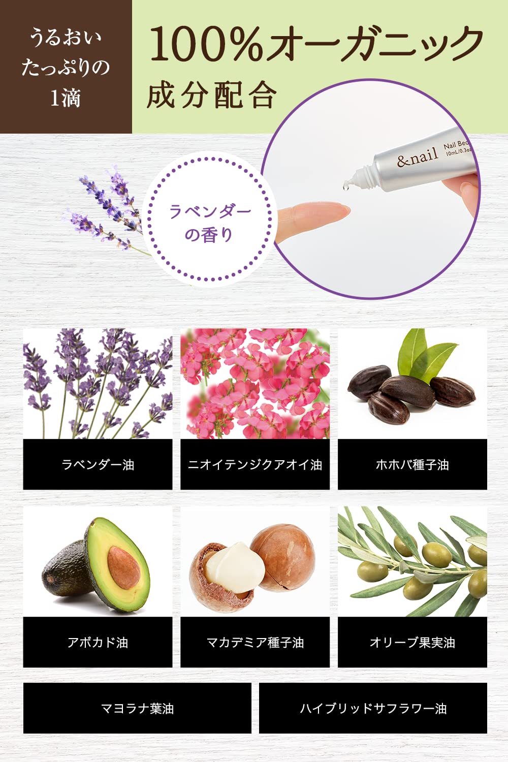 &nail Nail Bed Oil, Hyponychium Care Oil with Eight Plant Oils and Lavender Scent, 10 mL
