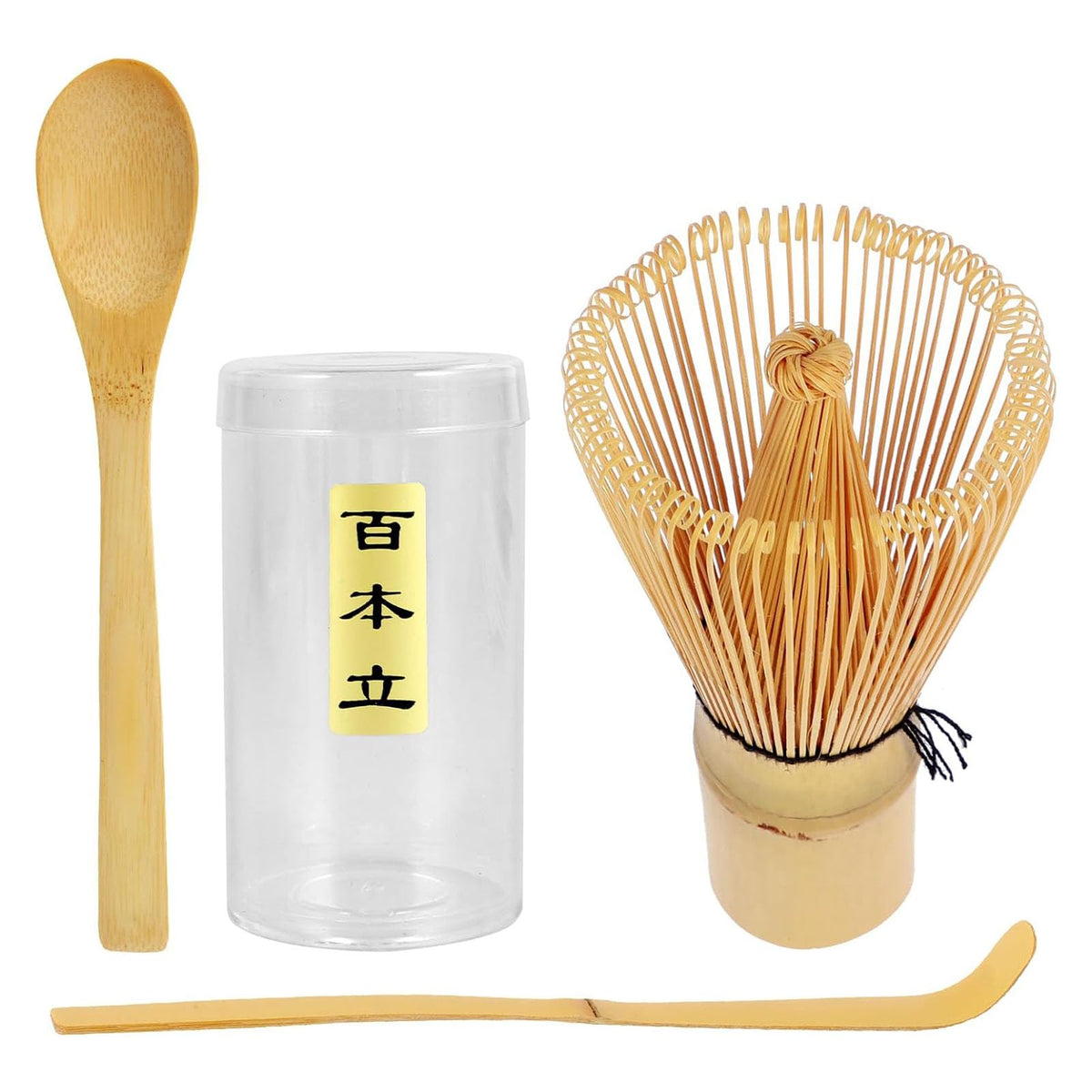 BTtime Bamboo Matcha Set, 100-Prong Whisk, Tea Scoop and Tea Spoon