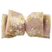 Nishijin-Ori Ribbon Hair Barrette for Women, Made in Japan Kyoto Gold Brocade Floral Bow Hair Clip