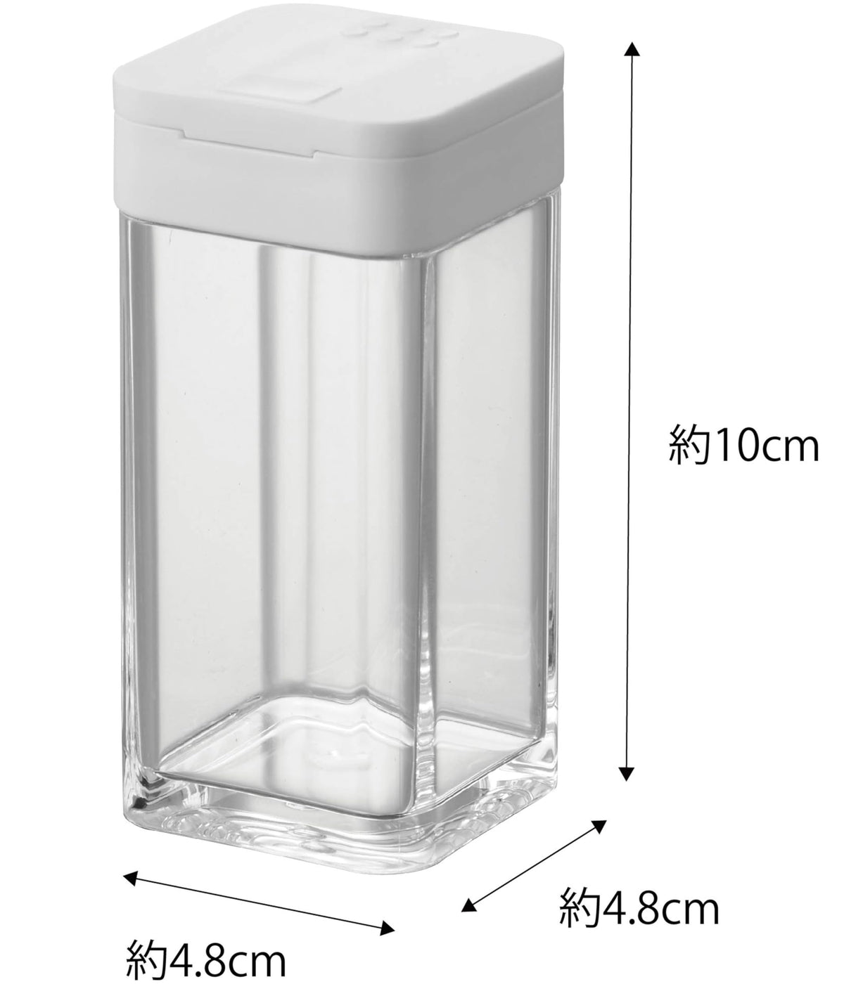 Yamazaki Tower Slide Spice Bottle L, 120 ml Acrylic Seasoning Container with One-Hand Slide Lid, 4.8 x 4.8 x 10 cm and 90 g, Plain or Magnetic, White or Black