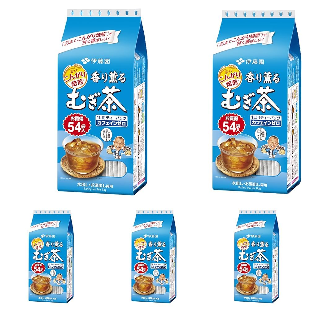 Itoen Aromatic Roasted Barley Tea Bags, Caffeine-Free, 54 Bags of 7.5 g
