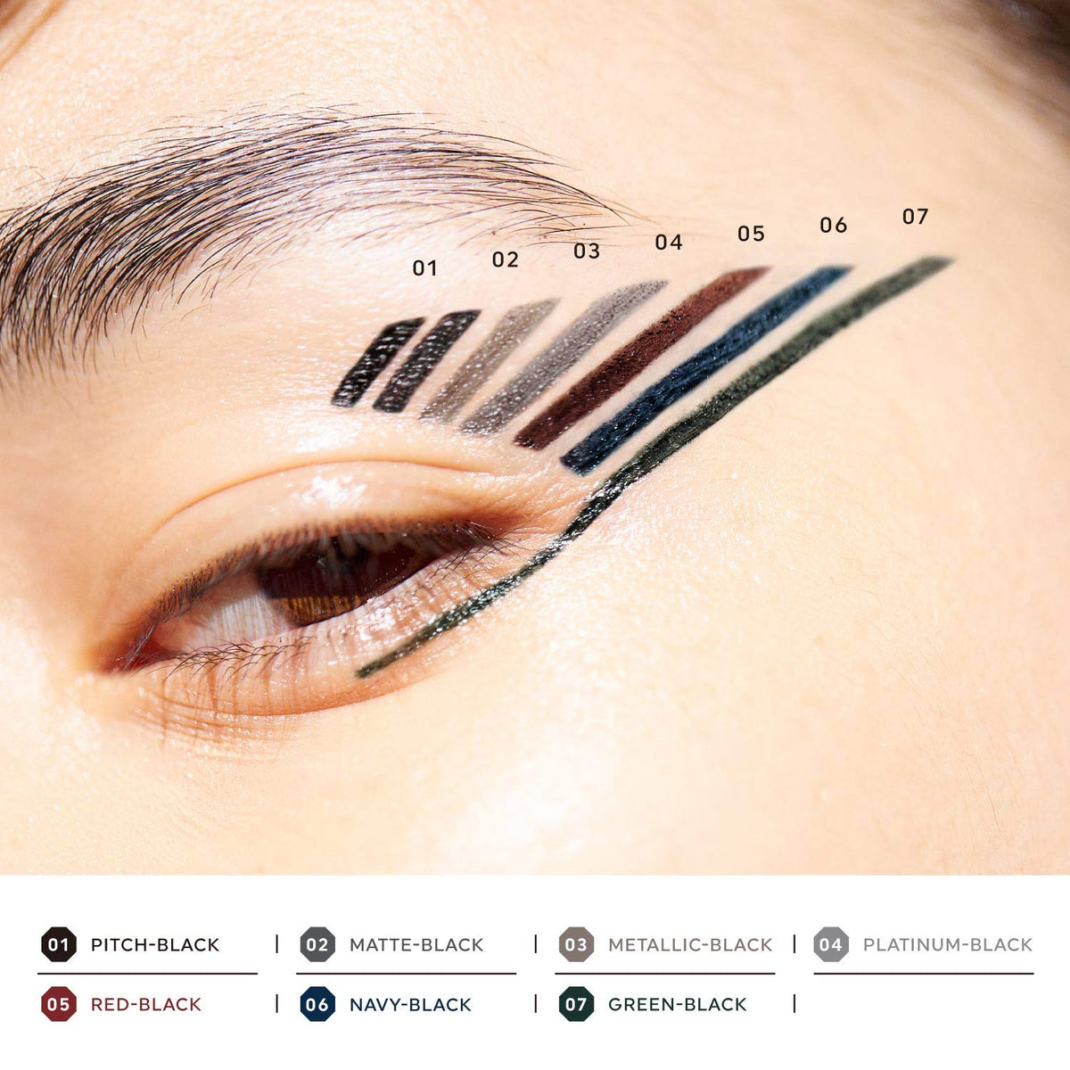 UZU BY FLOWFUSHI Eye Opening Liner Pitch Black, Hot-Water Removable Liquid Eyeliner, Low Irritation, 0.55 mL