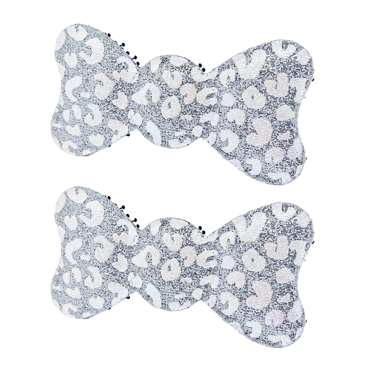 Glitter Plain-Color No-Crease Hair Clip for Bangs, Made in Japan, Mini Ribbons, Mini Ovals, Mini Tiaras and Crosses in Sets of 2