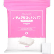 by Amazon Natural Cotton Puff, Regular Size 50 x 60 mm, 500 Sheets, 100% Natural Cotton for Skincare and Makeup Removal