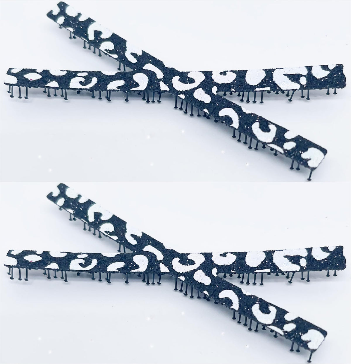 Glitter Plain-Color No-Crease Hair Clip for Bangs, Made in Japan, Mini Ribbons, Mini Ovals, Mini Tiaras and Crosses in Sets of 2
