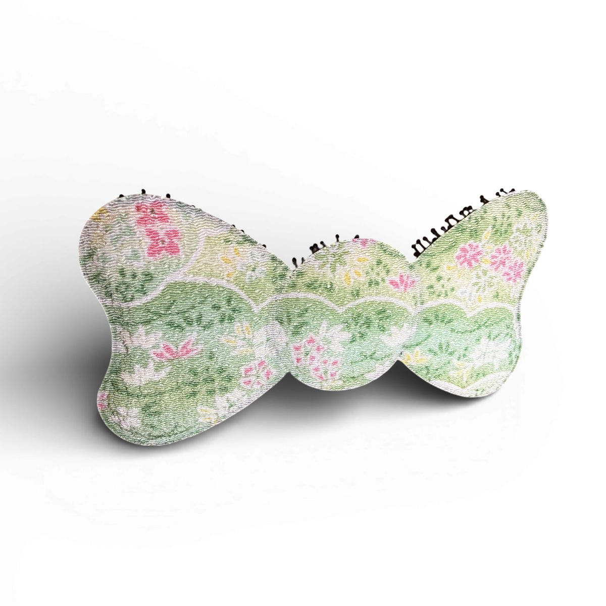Japanese Chirimen Cloud and Flower Pattern No-Crease Hair Clip for Bangs, Made in Japan, 7 Shapes and 5 Colors