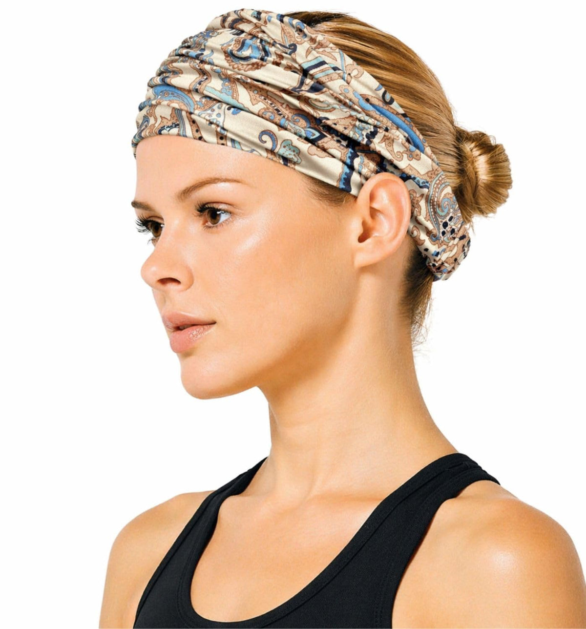 Elastic Bandana Headband for Women and Men, Wide Stretch Head Wrap in 15 Colors and Prints, One Size
