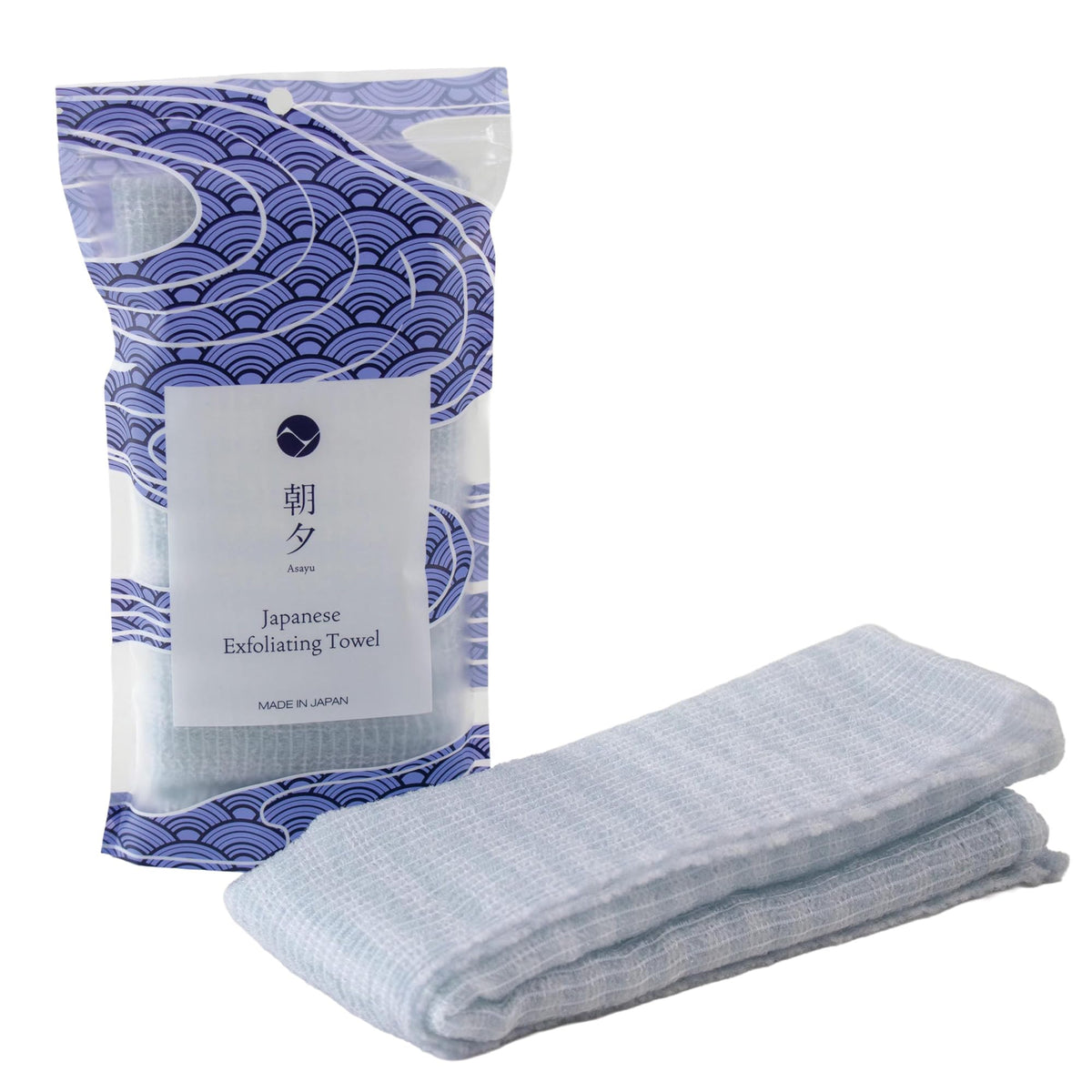 Long Nylon Exfoliating Body Wash Towel, Triple-Weave Wave Pattern for Rich Foam, 101 x 30 cm, Quick-Drying, Made in Japan