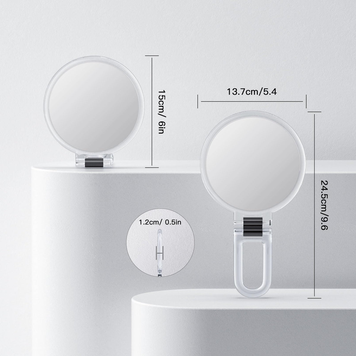 Beautifive Folding Hand Mirror, 1X and 20X or 10X Magnifying Mirror with Stand, 13.7 cm Round Double-Sided Compact Mirror