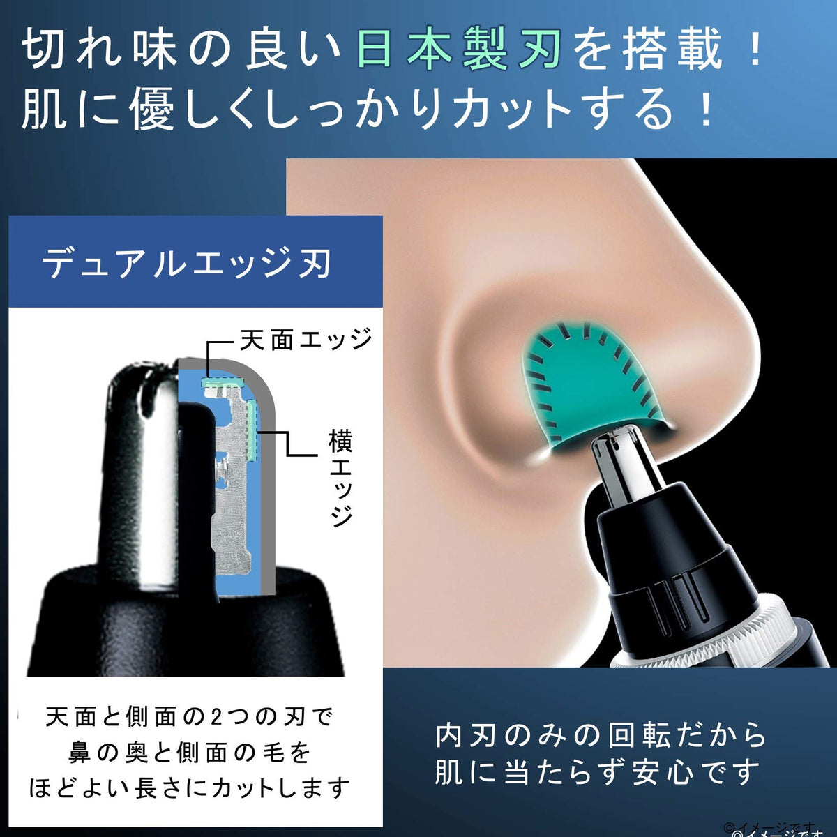 Panasonic Etiquette Cutter ER-GN70-K, Washable Nose and Brow Hair Trimmer with Dual Edge Blade, Battery-Powered, Black
